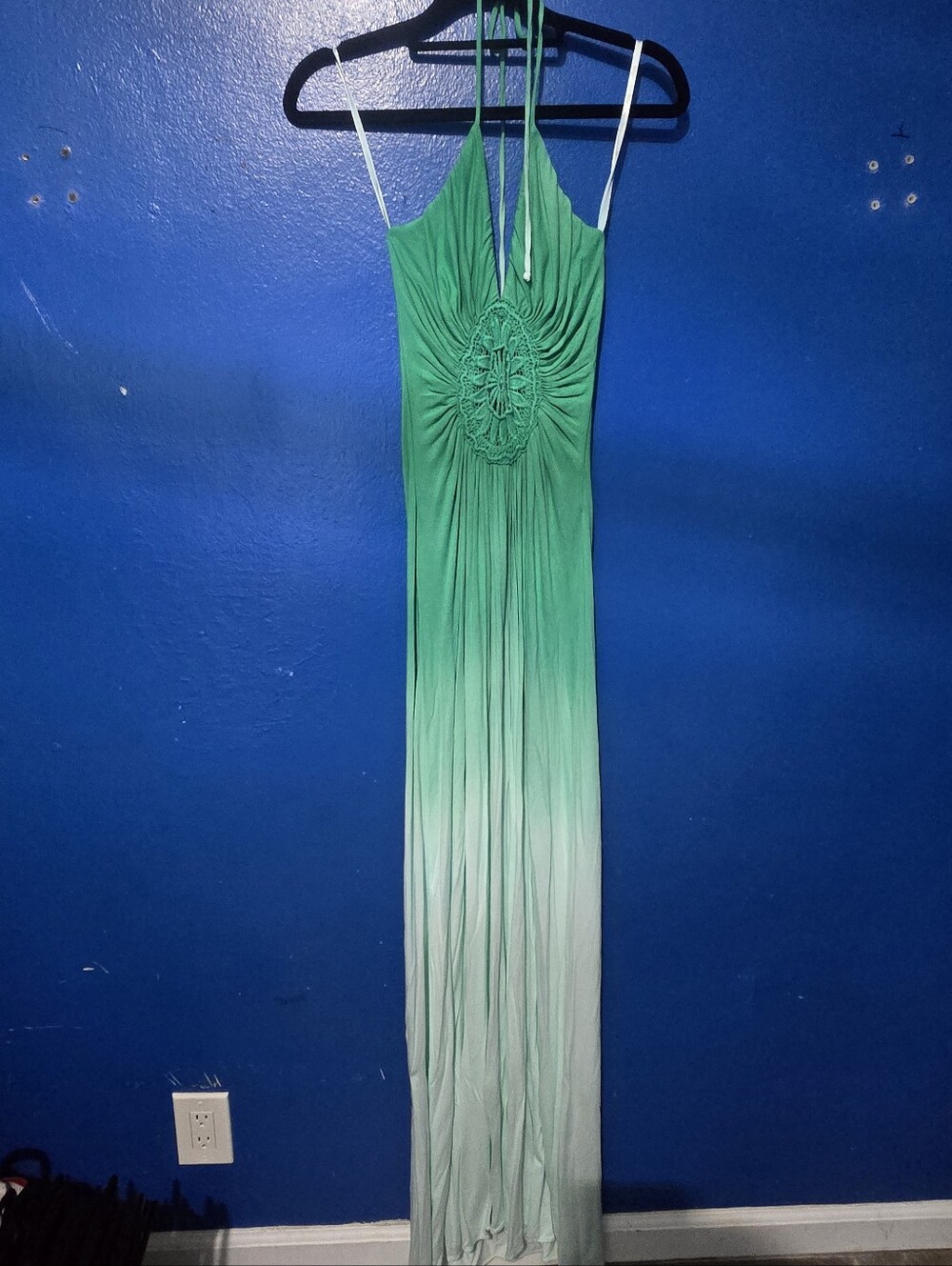 Sky Green Boho Halter Maxi Dress NWT Sz XS